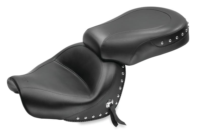 Mustang Motorcycle — Mustang 09-17 Yamaha V-Star 950, 950 Tourer Standard Touring 2PC Seat w/Studs - Black