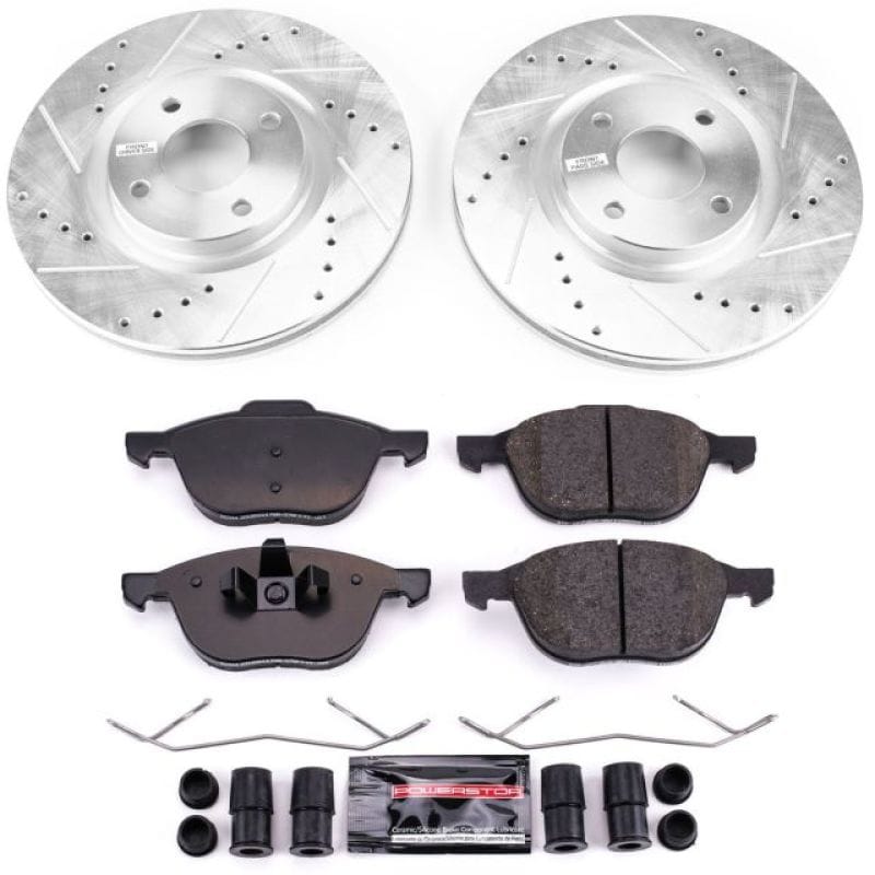 PowerStop — Z23 Daily Driver Carbon-Fiber Ceramic Brake Pad and Drilled & Slotted Rotor Kit