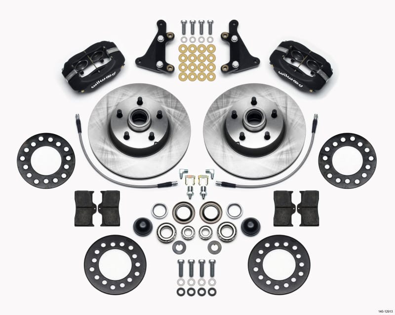 Wilwood — KIT,FRONT,FORD,49-53,FDLI,11.28x1.00 5x4.50 BC,HUB/RTR,W/LINES,BLACK PWD COAT