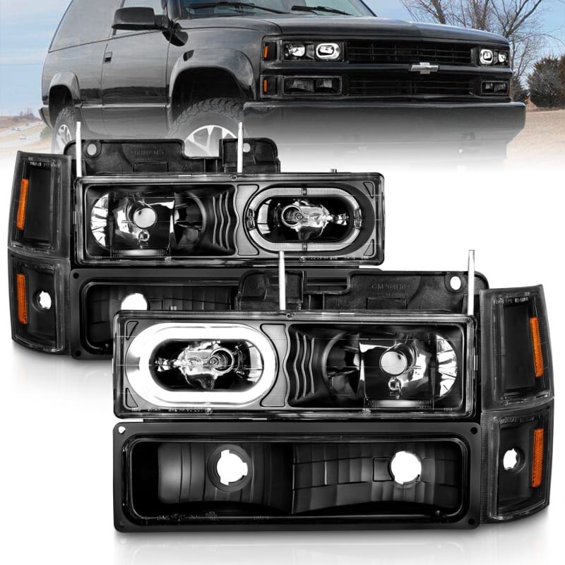 ANZO — ANZO 88-98 Chevrolet C1500 Crystal Headlights Black Housing w/ Signal and Side Marker Lights
Head Light Set
HdLtSet