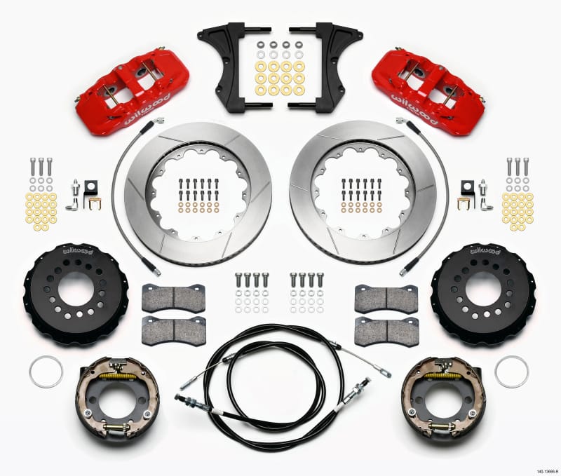Wilwood — KIT,REAR,MUSTANG,2005-14,W/BMR SUSPENSION,AERO4,14.00 ROTOR,RED,W/LINES