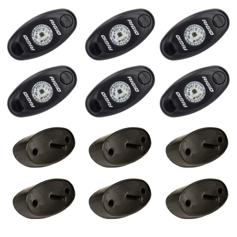 Rigid Industries — A-Series LED Universal Rock Light Kit, High Power Cool White, Set Of 6
ROCK LIGHT KIT CW/6