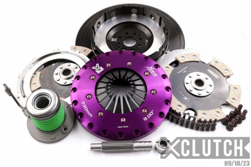 XCLUTCH — Clutch Kit Inc Chromoly Flywheel + HRB; 9" Twin Solid Ceramic Clutch Discs