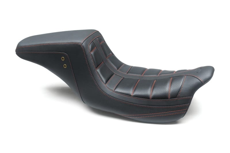 Mustang Motorcycle — Mustang 08-21 HD Electra Glide,Rd Glide,Rd King,St Glide Squareback 1PC Seat - Black w/Red Stitching