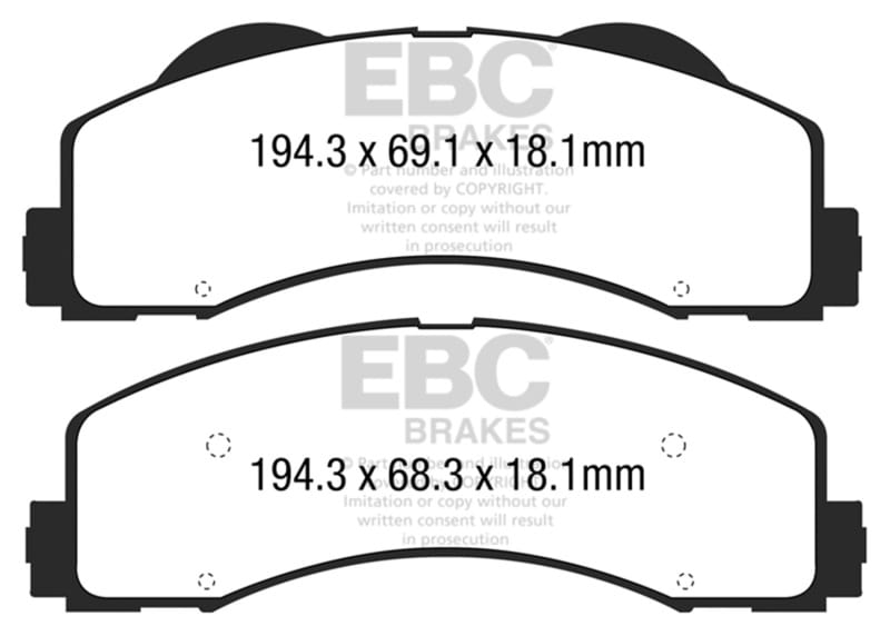 EBC — EBC 15+ Ford F150 2.7 Twin Turbo (2WD) Yellowstuff Front Brake Pads
Disc Brake Pad