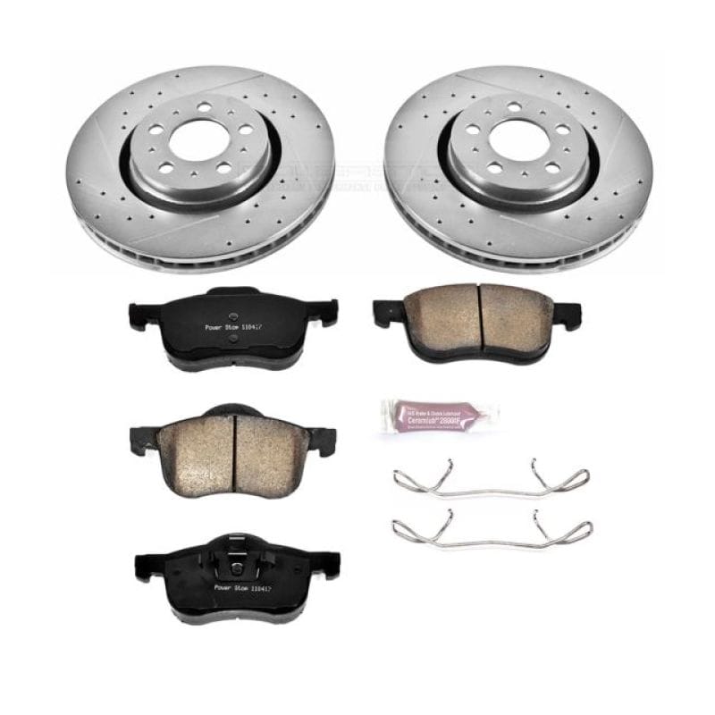 PowerStop — Z23 Daily Driver Carbon-Fiber Ceramic Brake Pad and Drilled & Slotted Rotor Kit