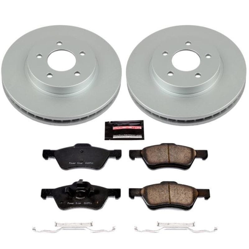 PowerStop — Genuine Geomet Coated Rotor and Low-Dust Ceramic Brake Pad Kit