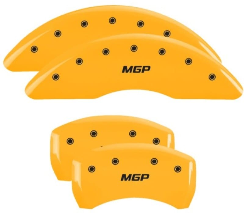 MGP — Set of 4 caliper covers, Engraved Front and Rear: MGP, Yellow powder coat finish