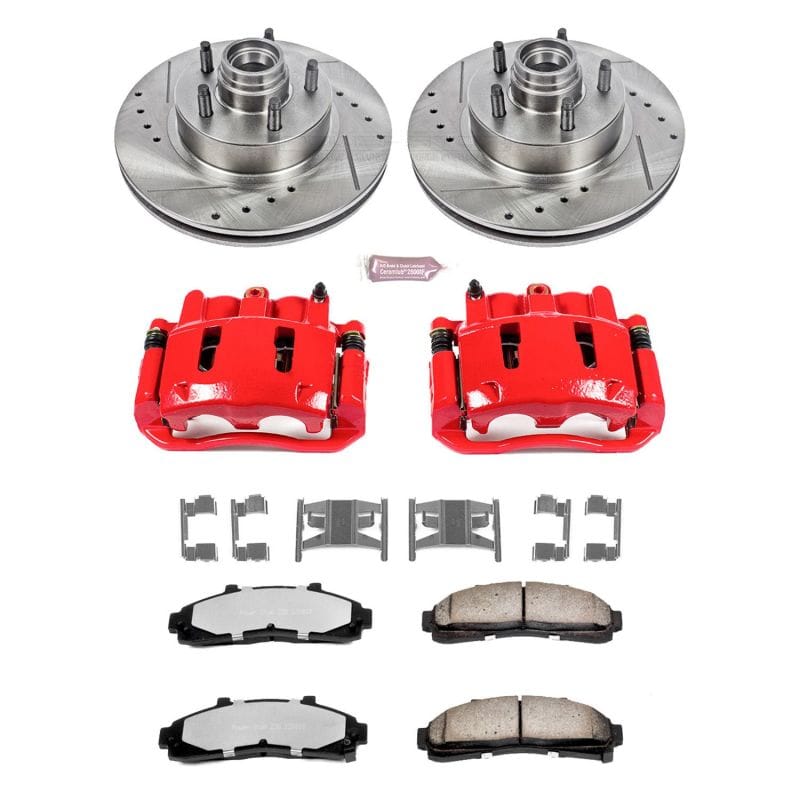 PowerStop — Z36 Truck and SUV Ceramic Brake Pad, Drilled & Slotted Rotor, and Caliper Kit