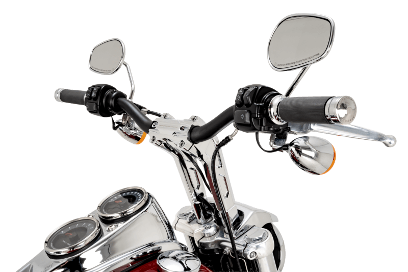 Performance Machine — Performance Machine Phatbar H-Bar Assy, 9in Riser, 1-1/4in Bar, Int Wire, Gauge Mount - Chrome