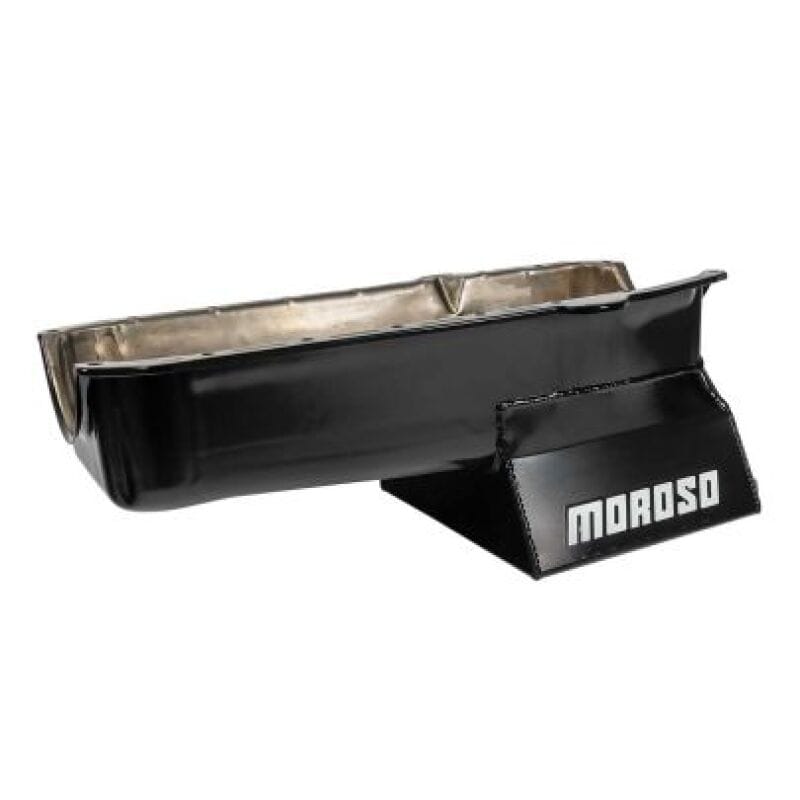 Moroso — Moroso 80-85 Chevrolet SBC (w/Passenger Side Dipstick) Wet Sump 7qt 8.25in Steel Oil Pan - Black