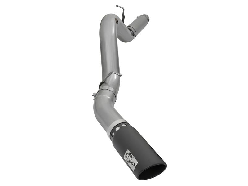 aFe — Large Bore-HD 5 IN 409 Stainless Steel DPF-Back Exhaust System w/Black Tip