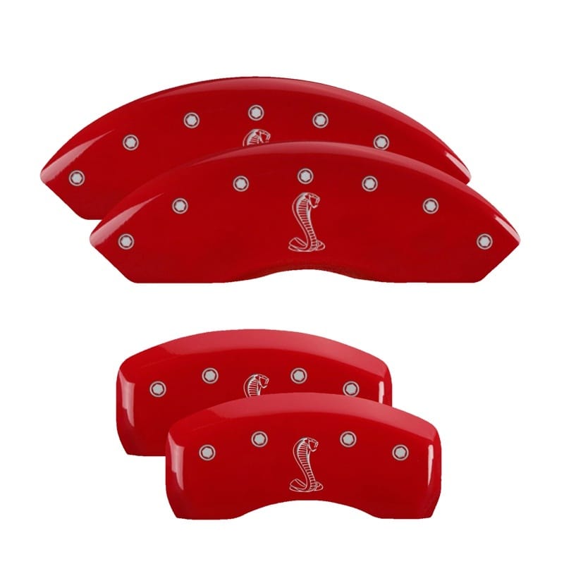 MGP — Set of 4 caliper covers, Engraved Front and Rear: Tiffany Snake, Red powder coat