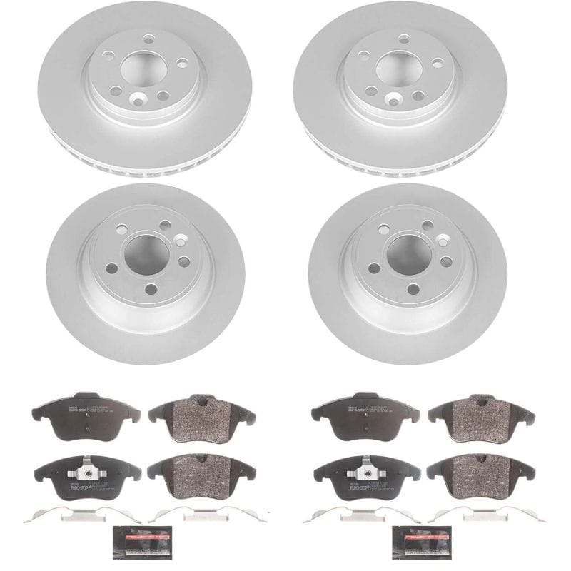 PowerStop — Genuine Geomet Coated Rotors, ECE-R90 Brake Pads + Hardware Kit