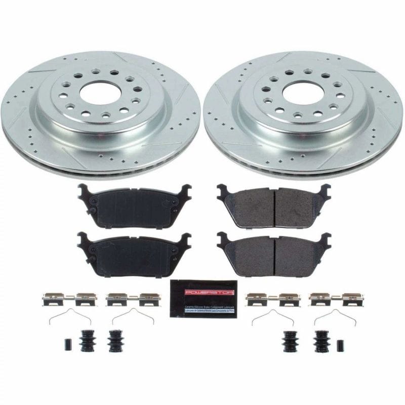 PowerStop — Z23 Daily Driver Carbon-Fiber Ceramic Brake Pad and Drilled & Slotted Rotor Kit