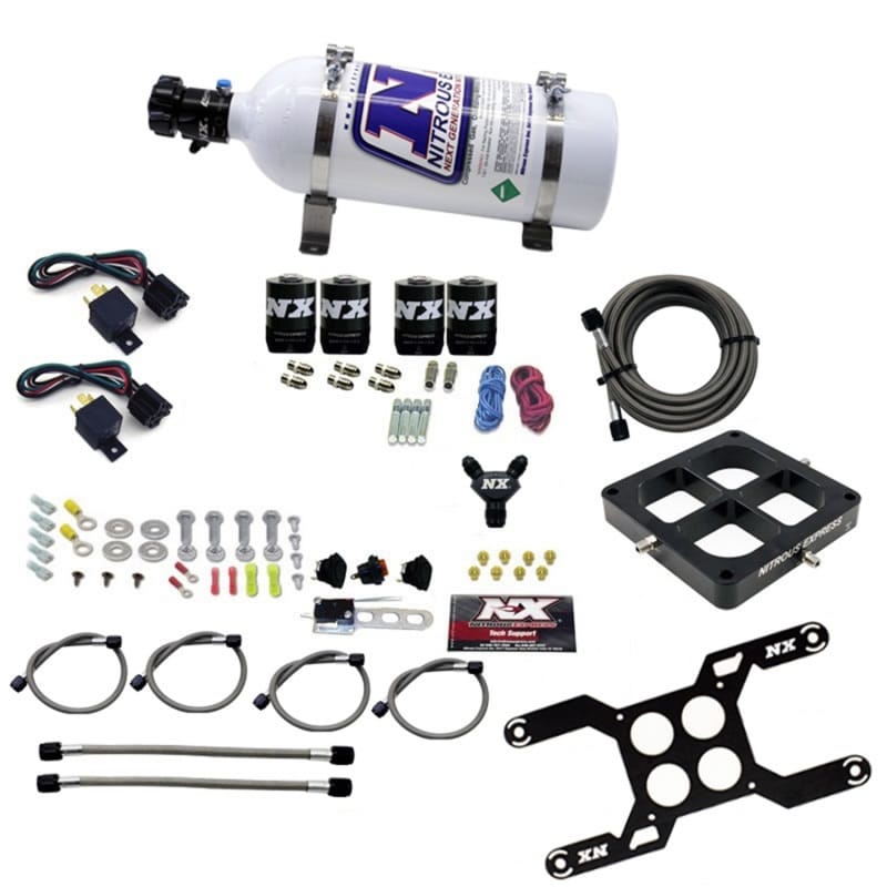 Nitrous Express — DOMINATOR DUAL STAGE BILLET CROSSBAR, (50-300 & 100-500HP) WITH 5LB BOTTLE.
Nitrous Oxide Injection System Kit