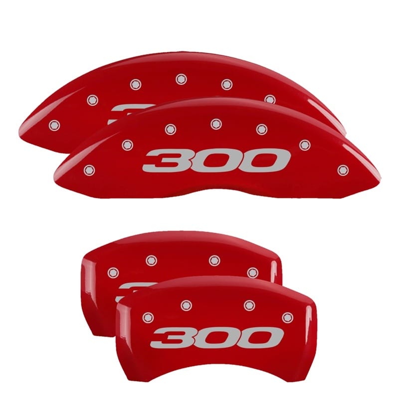 MGP — Set of 4 caliper covers, Engraved Front and Rear: 300/2017, Red powder coat fini