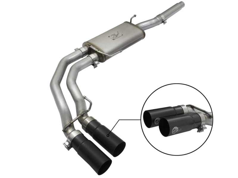 aFe — Rebel Series 3 IN to 2-1/2 IN 409 Stainless Steel Cat-Back Exhaust w/Black Tip