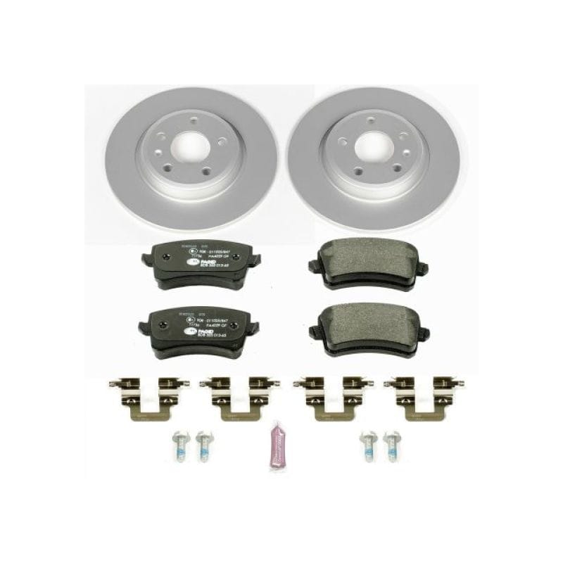 PowerStop — Genuine Geomet Coated Rotors, ECE-R90 Brake Pads + Hardware Kit