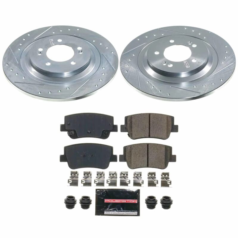 PowerStop — Z23 Daily Driver Carbon-Fiber Ceramic Brake Pad and Drilled & Slotted Rotor Kit