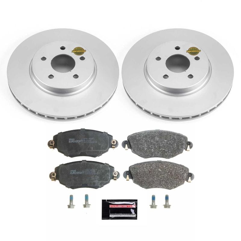 PowerStop — Genuine Geomet Coated Rotors, ECE-R90 Brake Pads + Hardware Kit