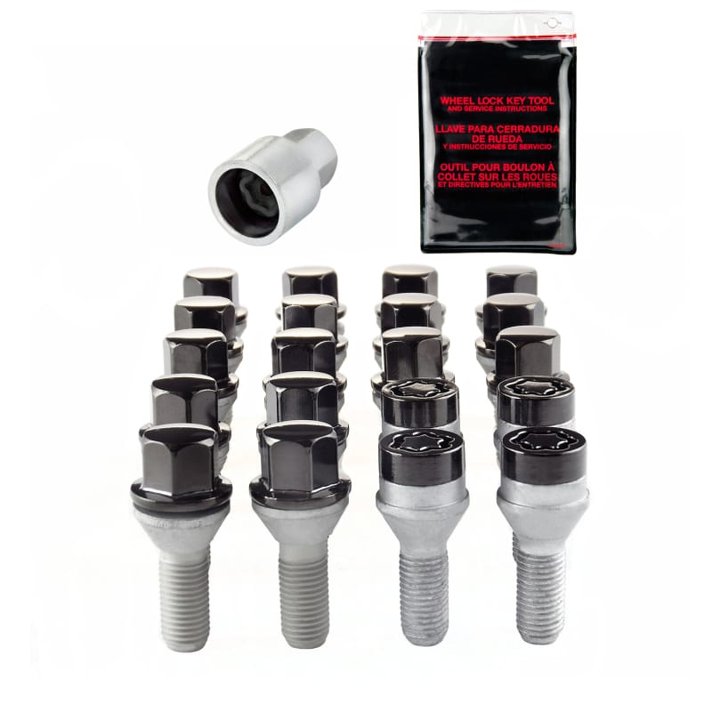 McGard — McGard 5 Lug Hex Install Kit w/Locks (Cone Seat Bolt) M12X1.25 / 17mm Hex / 25.6mm Shank L. - Black