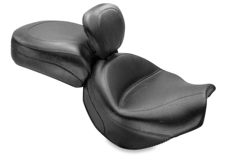 Mustang Motorcycle — Mustang 04-10 Kawasaki Vulcan 2000 Classic,LT Standard Touring 2PC Seat w/Driver Backrest - Black