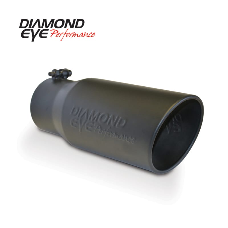 Diamond Eye Performance — 4" INLET X 5" OUTLET X 12" LONG BOLT ON ROLLED ANGLE BLACK EXHAUST TIP