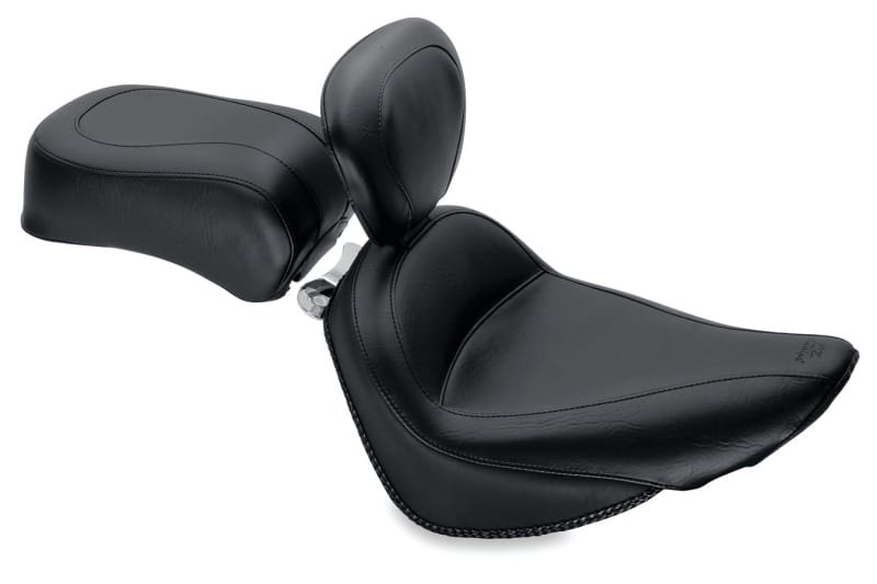 Mustang Motorcycle — Mustang 00-15 Harley Softail Standard Rear Tire Standard Touring Solo Seat w/Driver Backrest - Black