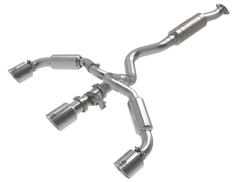 aFe — Gemini XV 3 to 2-1/2 IN 304 Stainless Steel Cat-Back Exhaust w/ Cut-Out Polish