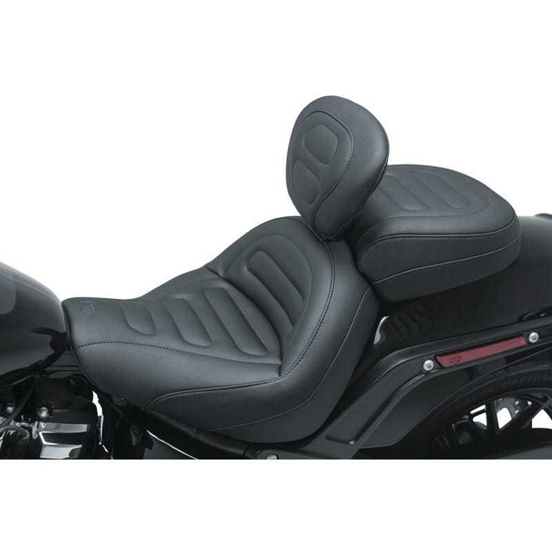 Mustang Motorcycle — Mustang 18-21 Harley Fat Bob Standard Touring Solo Seat w/Driver Backrest - Black