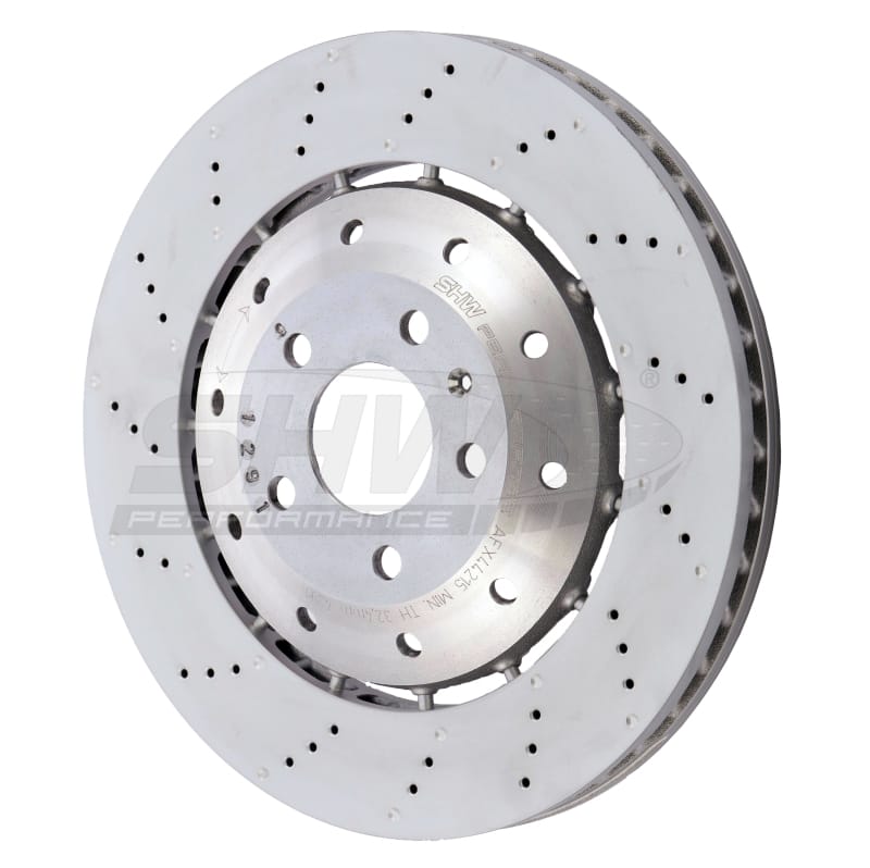 SHW Performance — SHW 08-12 Audi R8 4.2L (Excl Ceramic Brakes) Front Drill-Dimp Lightweight Brake Rotor (420615301D)