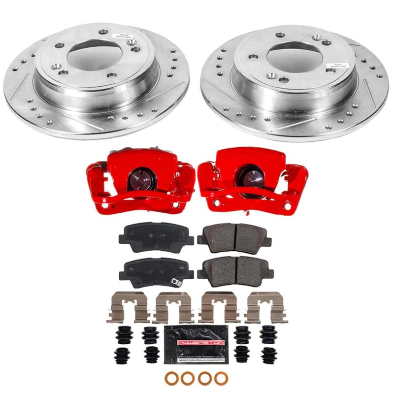 PowerStop — Z23 Daily Driver Carbon-Fiber Ceramic Pads Drilled & Slotted Rotor & Caliper Kit