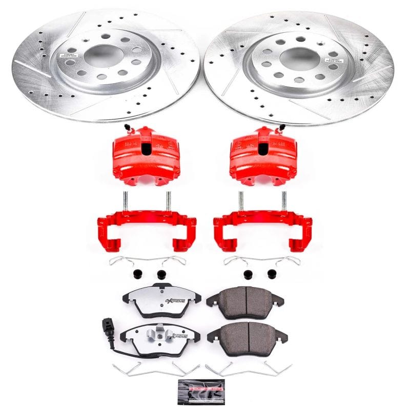 PowerStop — Z26 Street Performance Ceramic Brake Pad, Drilled Slotted Rotor, and Caliper Kit