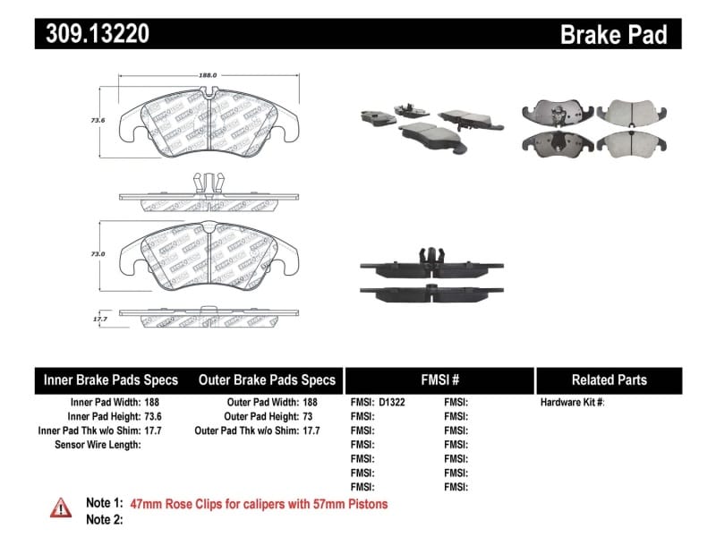Stoptech — StopTech Sport Brake Pads with Shims and Hardware