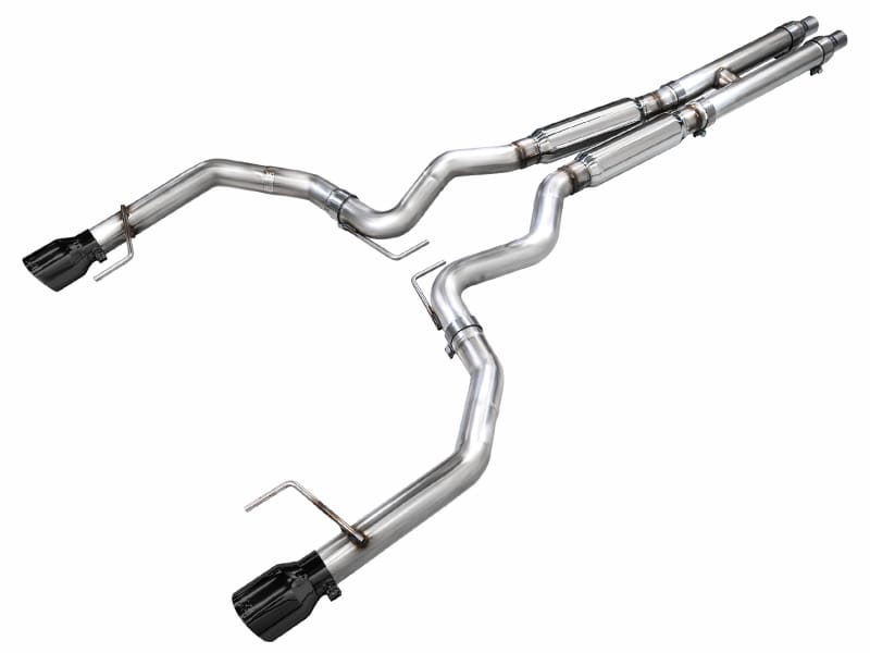 AWE Tuning — AWE Track Edition Exhaust for S650 Mustang GT Coupe - Dual Diamond Black Tips