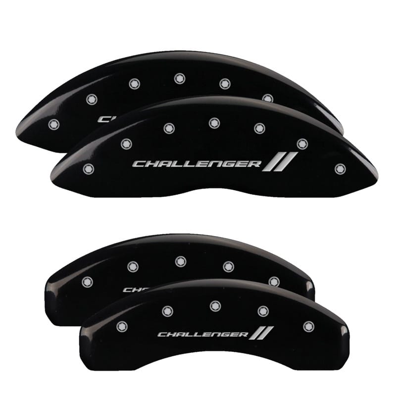 MGP — Set of 4 caliper covers, Engraved Front and Rear: With stripes/Challenger, Black