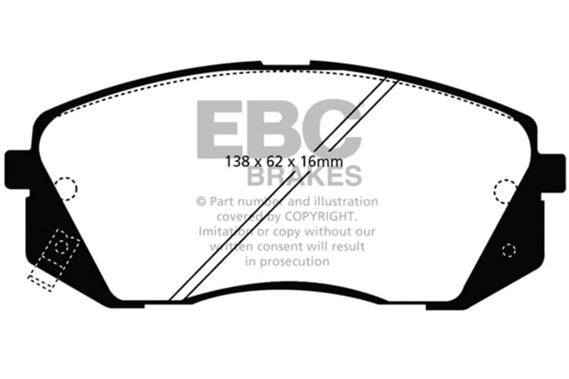 EBC — EBC 15+ Hyundai Sonata 1.6 Turbo (Elec Park Brake) Yellowstuff Front Brake Pads
Disc Brake Pad
