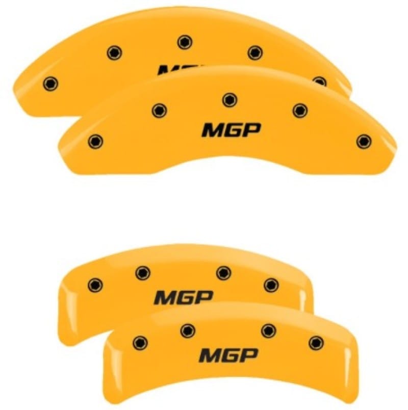 MGP — Set of 4 caliper covers, Engraved Front and Rear: MGP, Yellow powder coat finish