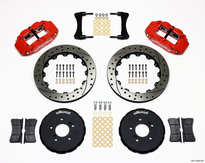 Wilwood — KIT,FRONT,S2000,FNSL6R,12.90x1.10 ROTOR DRILLED,RED,W/LINES