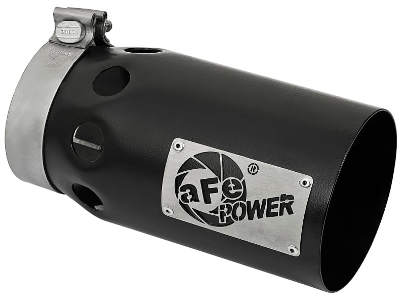 aFe — Rebel XD Series 409 Stainless Steel Clamp-on Exhaust Tip Black Right Side Exit