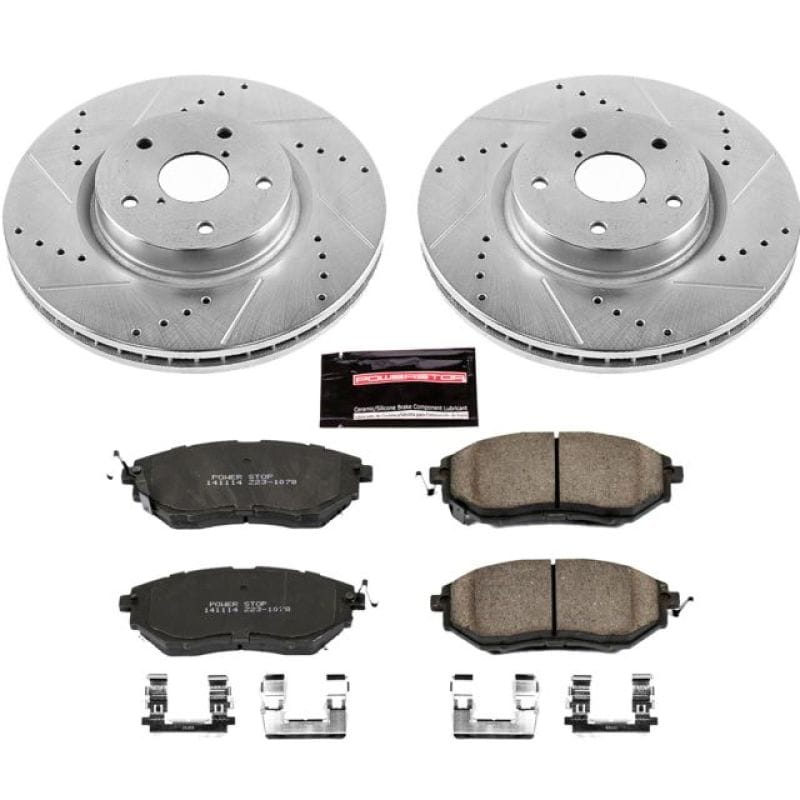 PowerStop — Z23 Daily Driver Carbon-Fiber Ceramic Brake Pad and Drilled & Slotted Rotor Kit