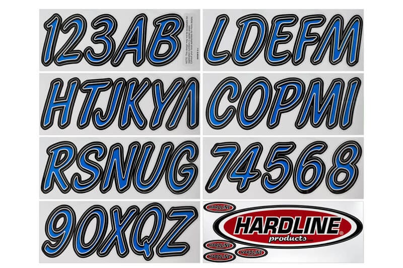 Hardline — Hardline Boat Lettering Registration Kit 3 in. - 400 Blue/Black