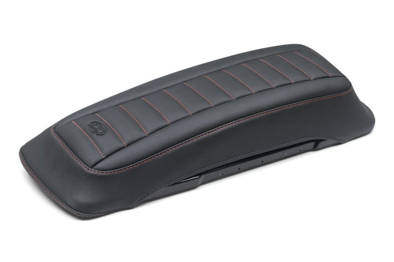 Mustang Motorcycle — Mustang 97-13 HD FL Touring Saddlebag Tour-Pak Lid Covers (Pair) Deluxe - Black w/ Red Stitching