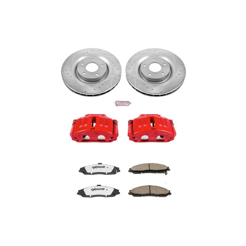 PowerStop — Z26 Street Performance Ceramic Brake Pad, Drilled Slotted Rotor, and Caliper Kit