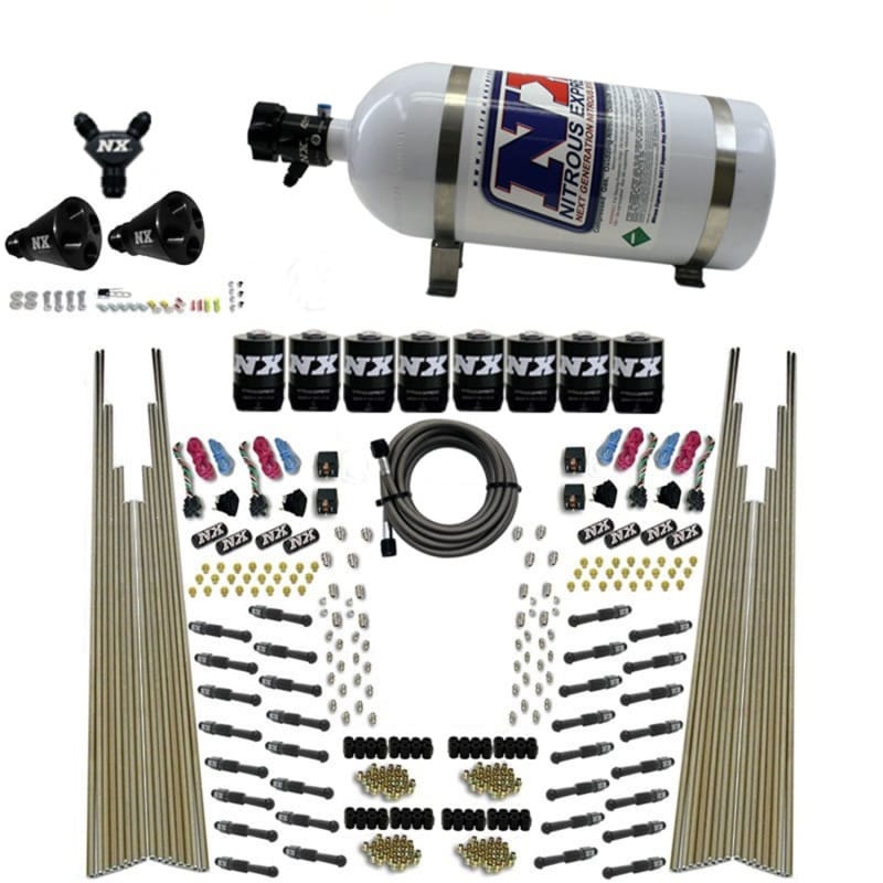 Nitrous Express — 8 CYL DRY DIRECT PORT, FOUR STAGE, 8 SOLENOIDS, WITH 10LB BOTTLE (200-600HP)
Nitrous Oxide Injection System Kit
