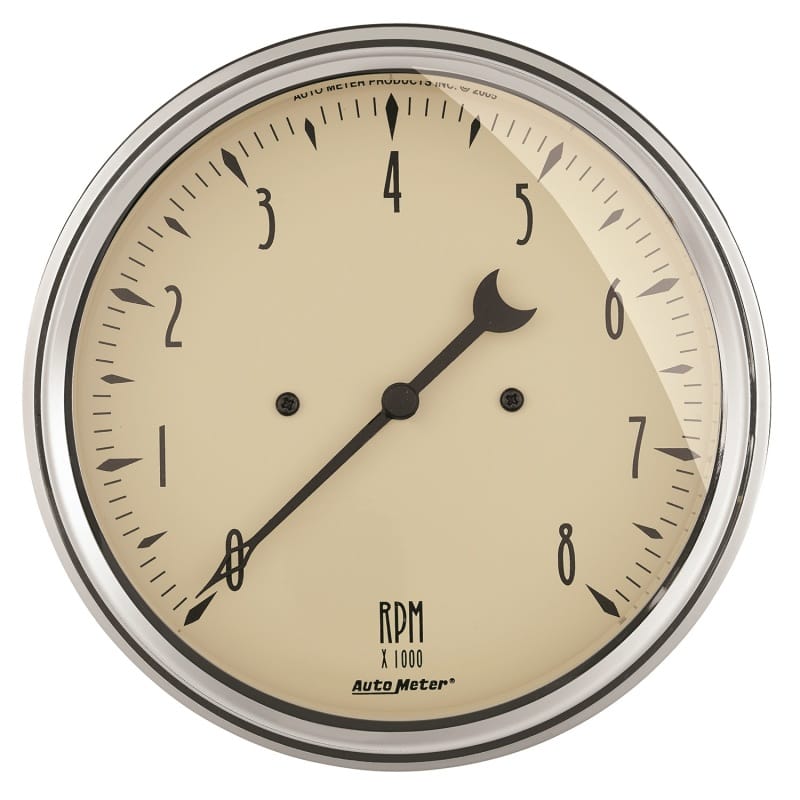 AutoMeter — GAUGE, TACHOMETER, 5", 8K RPM, IN-DASH, ANTIQUE BEIGE