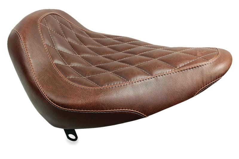 Mustang Motorcycle — Mustang 84-06 Harley Standard Rear Tire Wide Tripper Solo Seat Diamond Stitch- Distressed Brown
