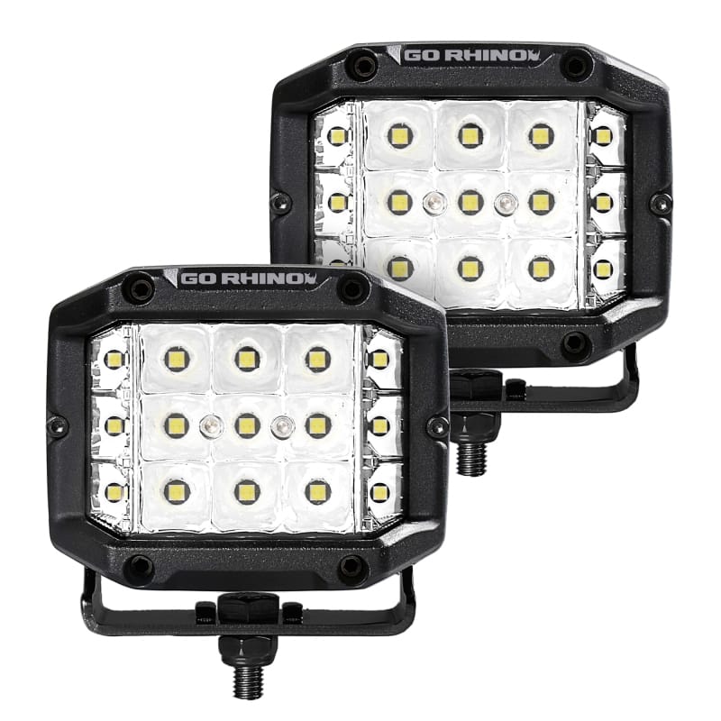 Go Rhino — Bright Series - SIDELINE 4x3 LED Spot Lights, Pair