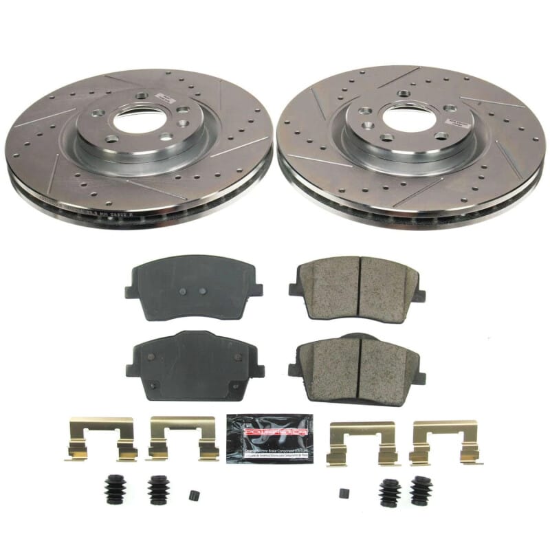 PowerStop — Z23 Daily Driver Carbon-Fiber Ceramic Brake Pad and Drilled & Slotted Rotor Kit